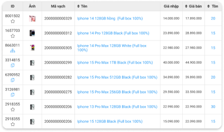 Quản lý sản phẩm theo IMEI